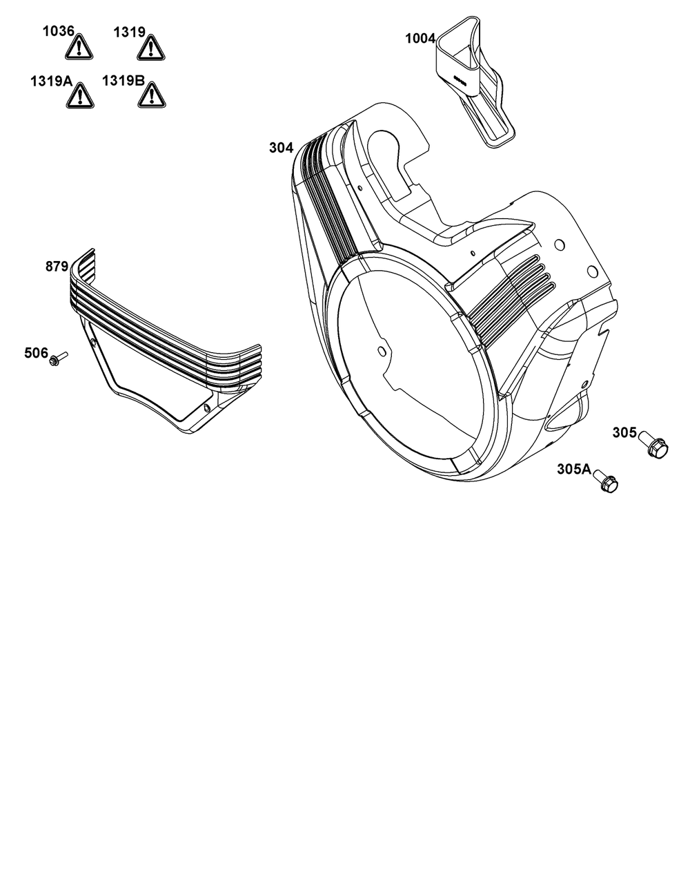 Blower Housing Group Diagram and Parts List for 295777-0116-01  Briggs and Stratton Engine